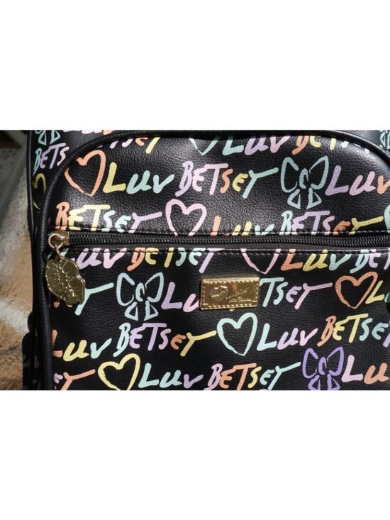 Backpack Luv Betsey Johnson Hearts Bows Black Pink Lg Bag 6 Pockets Polyurethane main image 11
